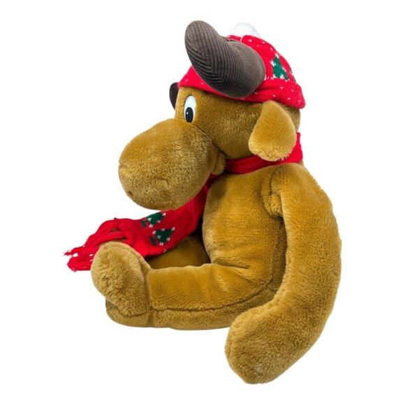 Commonwealth Moostletoe Moose Christmas Plush Stuffed Animal Toy 1986 Scarf Hat - Picture 2 of 9